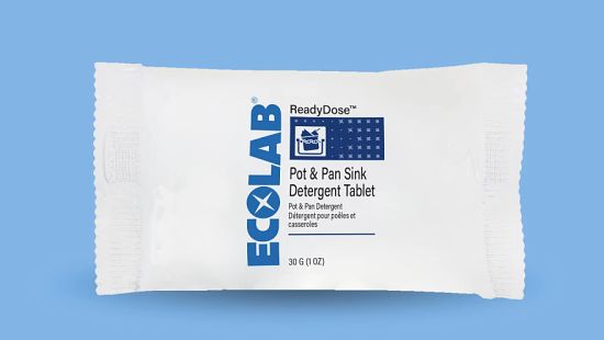 A photo of the ReadyDose Pot & Pan Sink Detergent Tablet packet