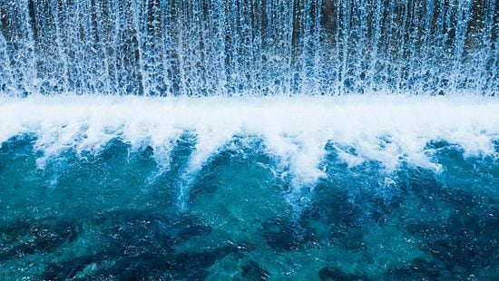 Waterfall and pool of water.